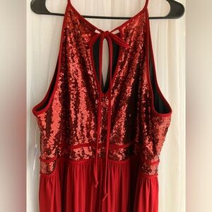 NWT Morgan & Co. Red Sequin Keyhole Evening Dess